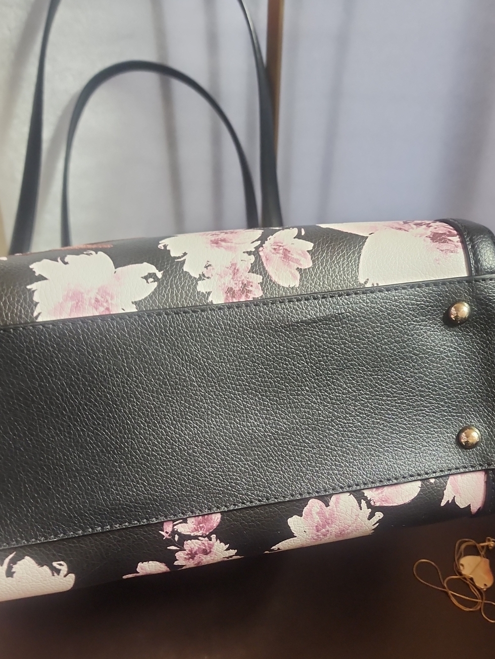 Karl Lagerfeld Shoulder Bag with Floral Panel & Studded Floral Cups Hangtag Euc - Picture 6 of 13